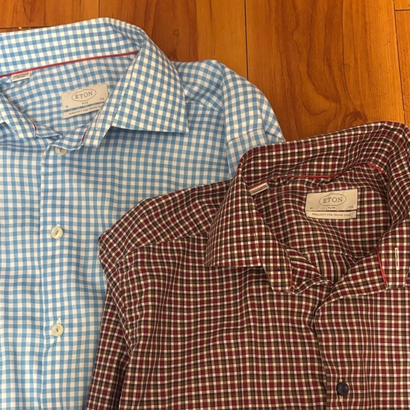 Eton BUNDLE Blue and Brown Checkered Casual Shirts EXCLUSIVE FOR NORDSTROM - Picture 2 of 4